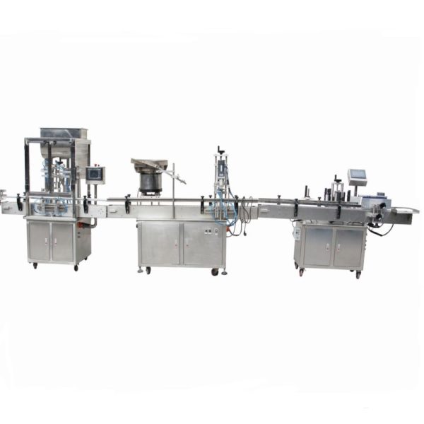Automatic packaging line for sauce, dressings, marmelade, ketchup, mayonnaise, mustard, shower gel, shampoo, cosmetics, praline, colours