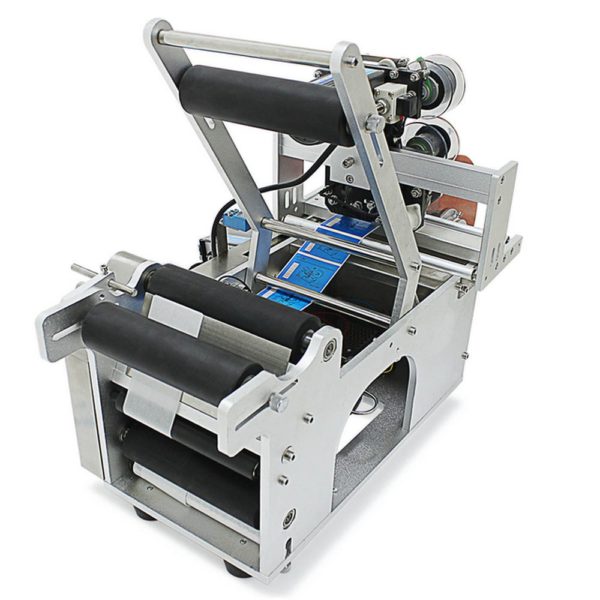 Semi automatic labelling machine for round containers