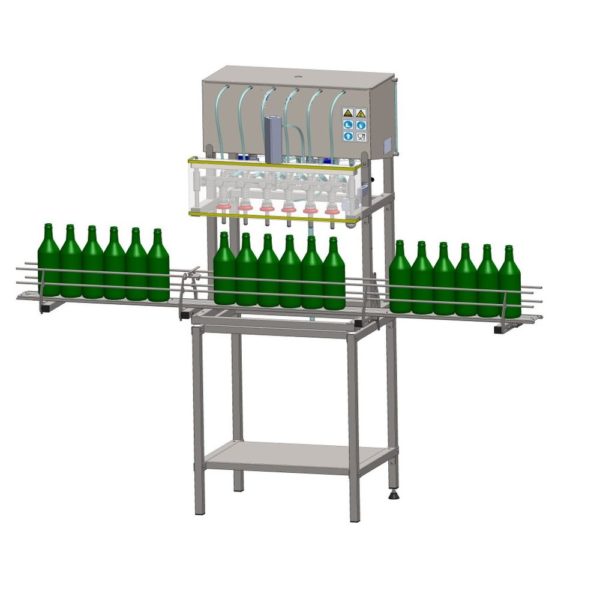 Semi automatic level filling machine, for packaging foaming products.