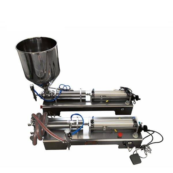 Semi automatic volumetric filling machine for packaging viscous products honey, sesame paste olive paste sauce marmelade paints cleaning prioducts pesticizers
