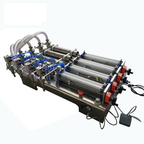 Semi automatic volumetric fiilling machine for packaging liquid and semi viscous products.