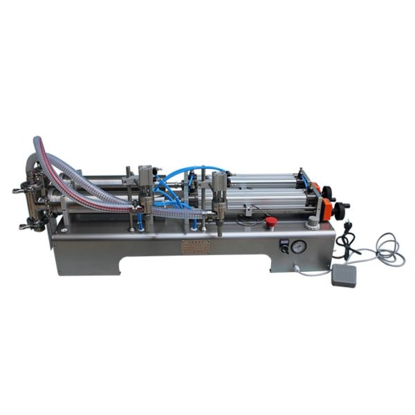 Semi automatic volumetric fiilling machine for packaging liquid and semi viscous products.