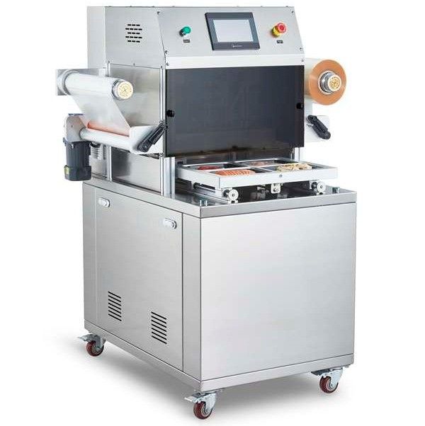 Semi automatic vacuum skin tray sealing machine cold cut, fresh meat, fish, seafood, frozen products, fruit, vagetables, dry nuts, coffee