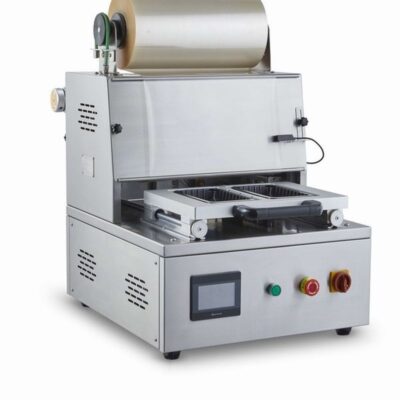 Semi automatic tray sealing machine with modified atmosphere packaging dairy cheese products meat vegetables dry nuts ready meals