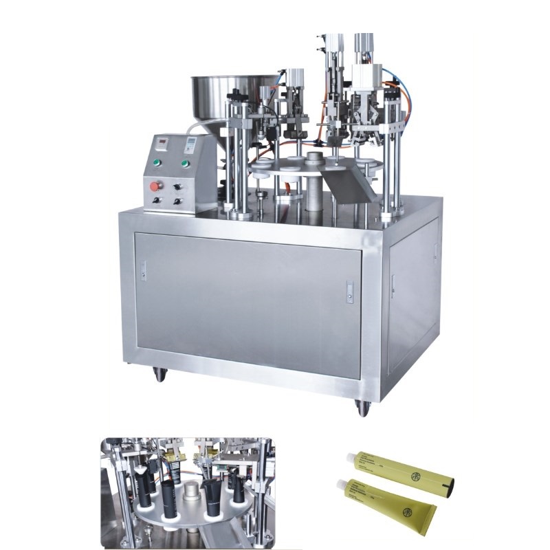 Tube filling and sealing packaging machines